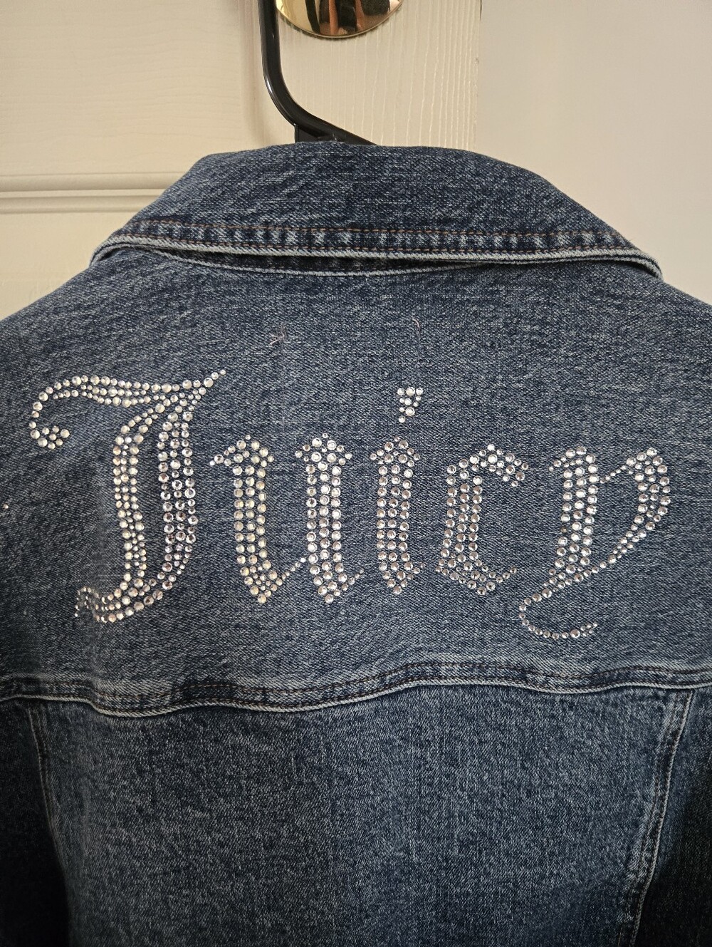 Juicy Couture Dark Blue Denim Jacket with Crystal 'Juicy' Logo